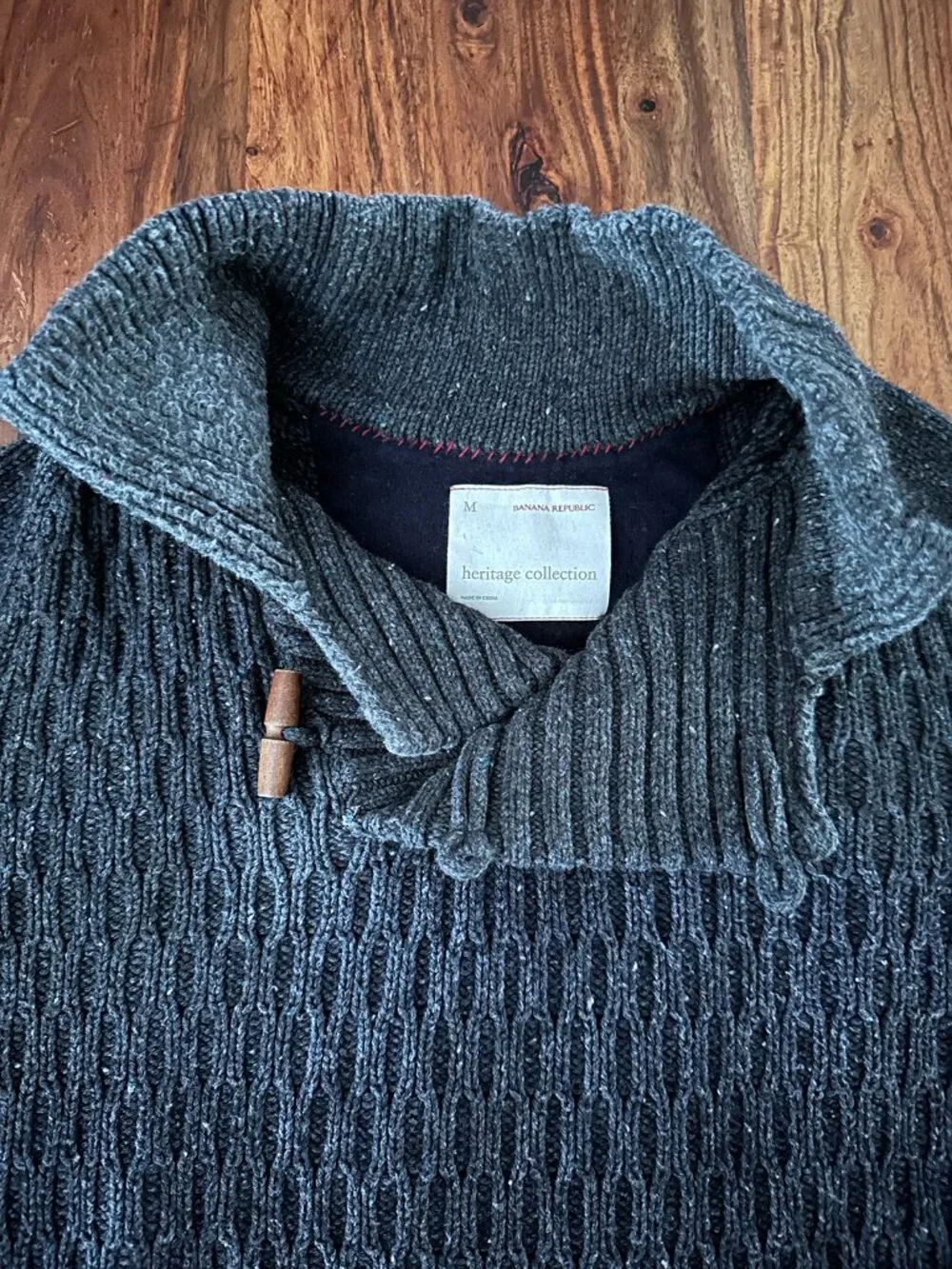 Vintage Banana Republic, Charcoal, Horn-Toggle Button Sweater, Men Size M